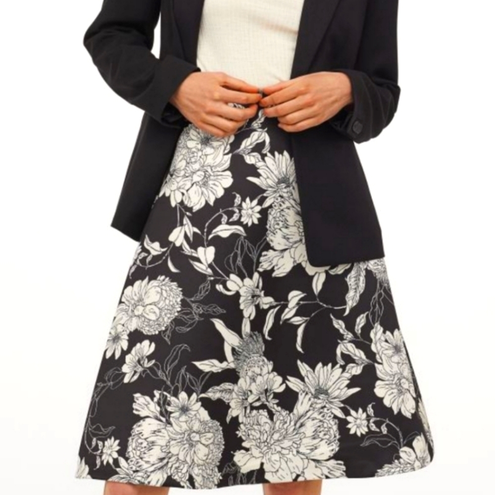 H&M High Waist A-Line Floral Skirt
